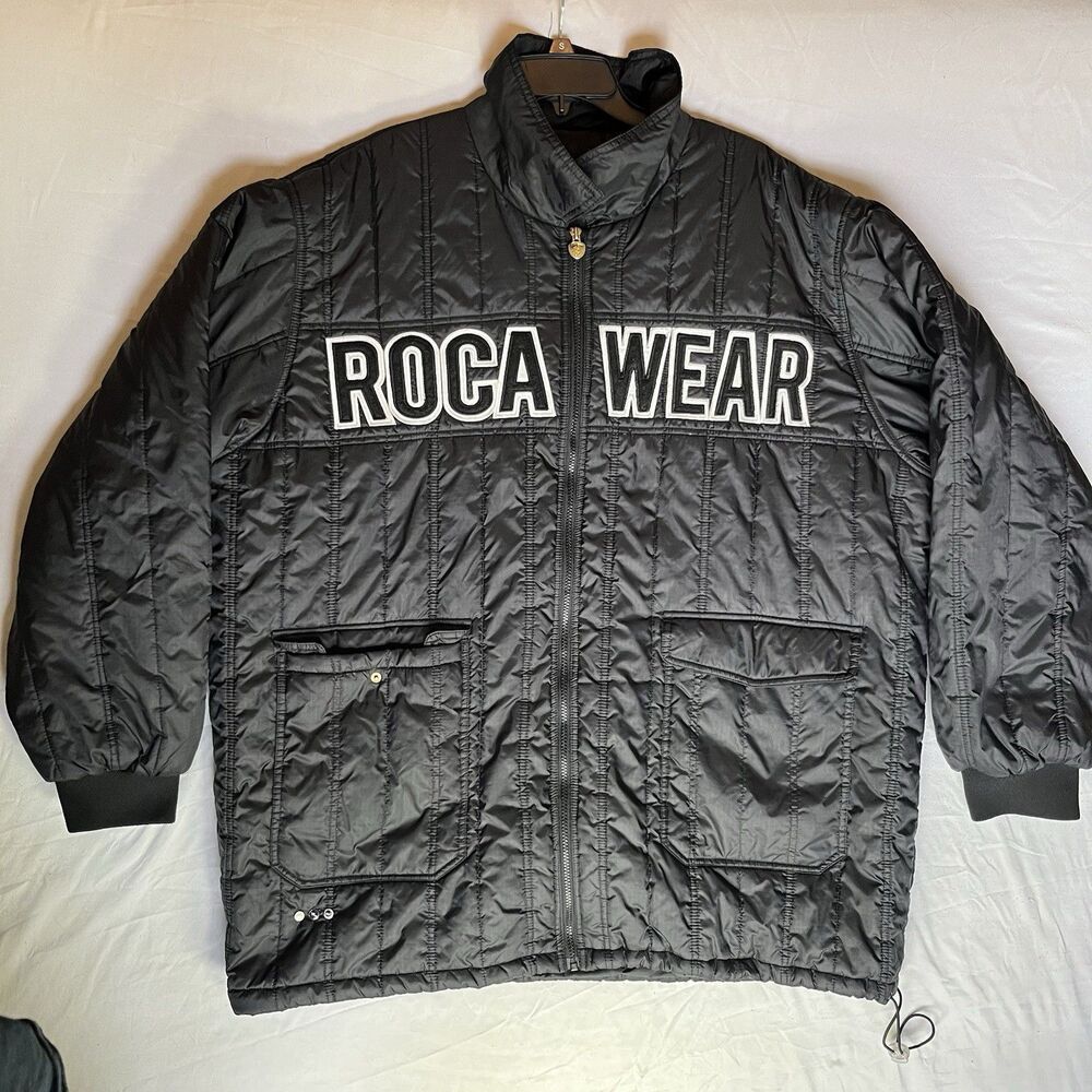 VTG Rocawear Black Quilted Jay-Z Jacket Mens Sz 4XL Bubble Puffer Jacket Y2K